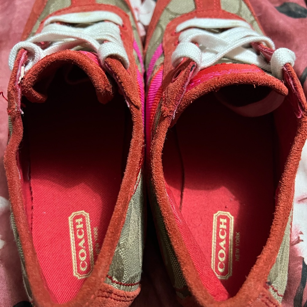 Coach Red and Pink Women's Sneakers - Picture 7 of 8